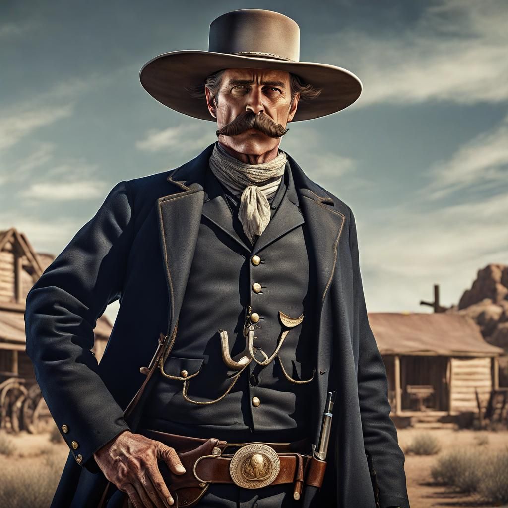 Lawman with Winchester Rifle in Matte Painting Style
