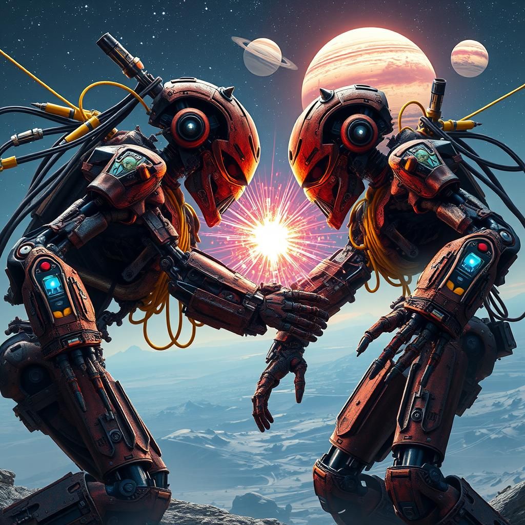 Epic Robot Battle on Alien Planet in 8K