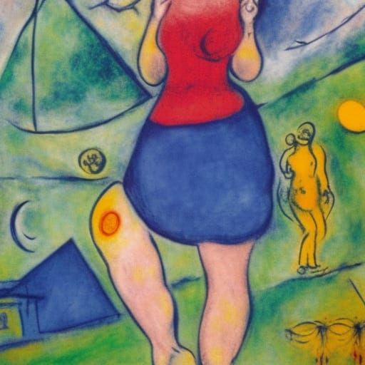 Surreal Figure Over Woodland, in Cubist Style