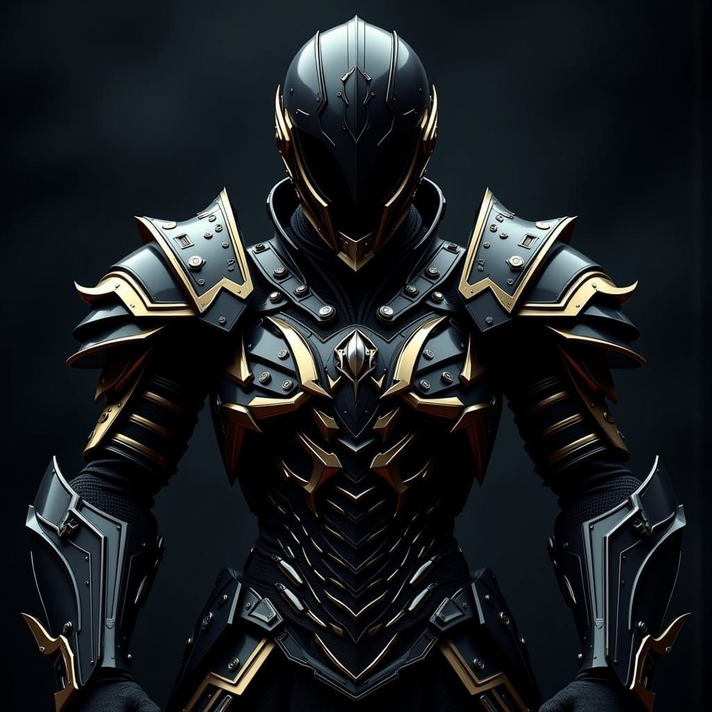 Gold Monogram on Dark Steel Armor