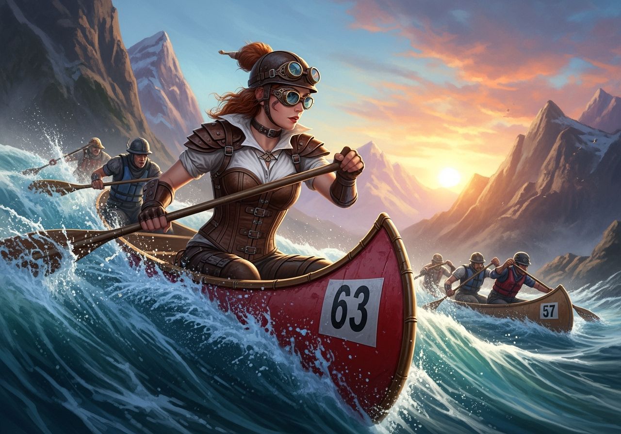 Steampunk Canoe Race Through Mountain Rapids