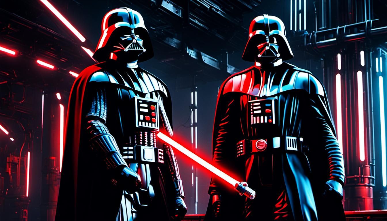 Darth Vader with Red Lightsaber in Digital Art