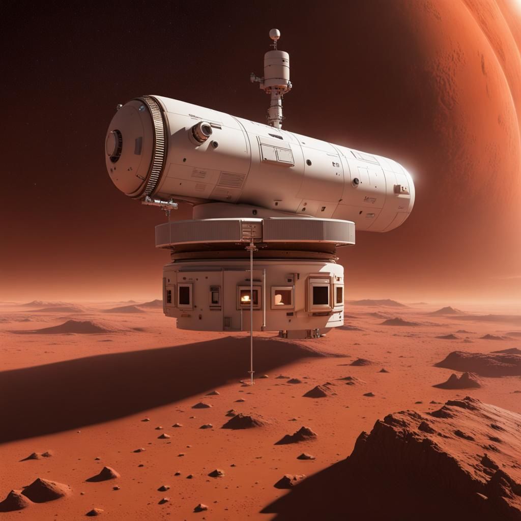 Space Station Orbiting Mars