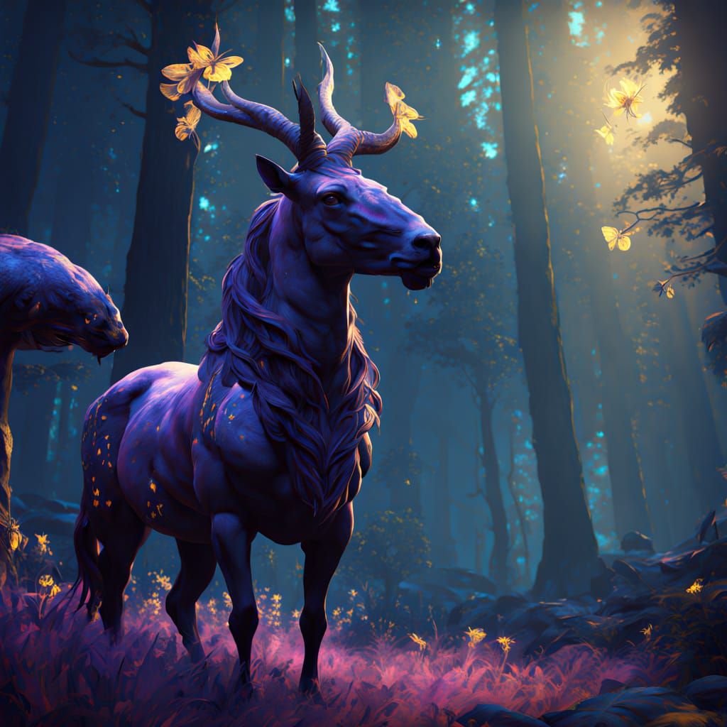 Dark Fantasy Centaur Guards Sacred Forest in Cinematic Glory