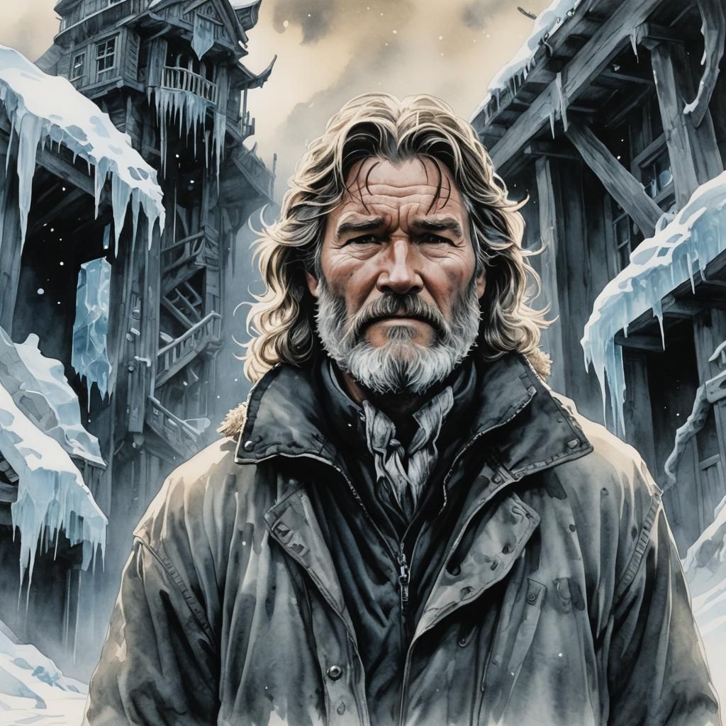 Eldritch Horror: Ink Wash Painting in Arctic Darkness