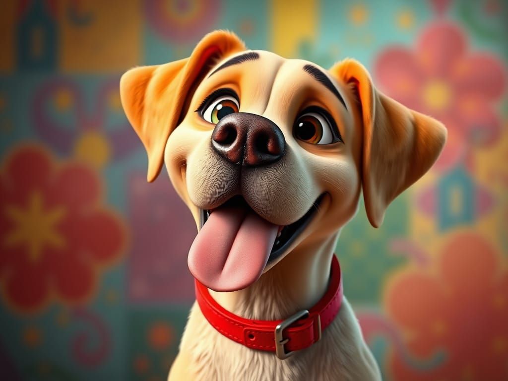 Adorable Labrador Dog Making Silly Face: Pixar-Style CGI