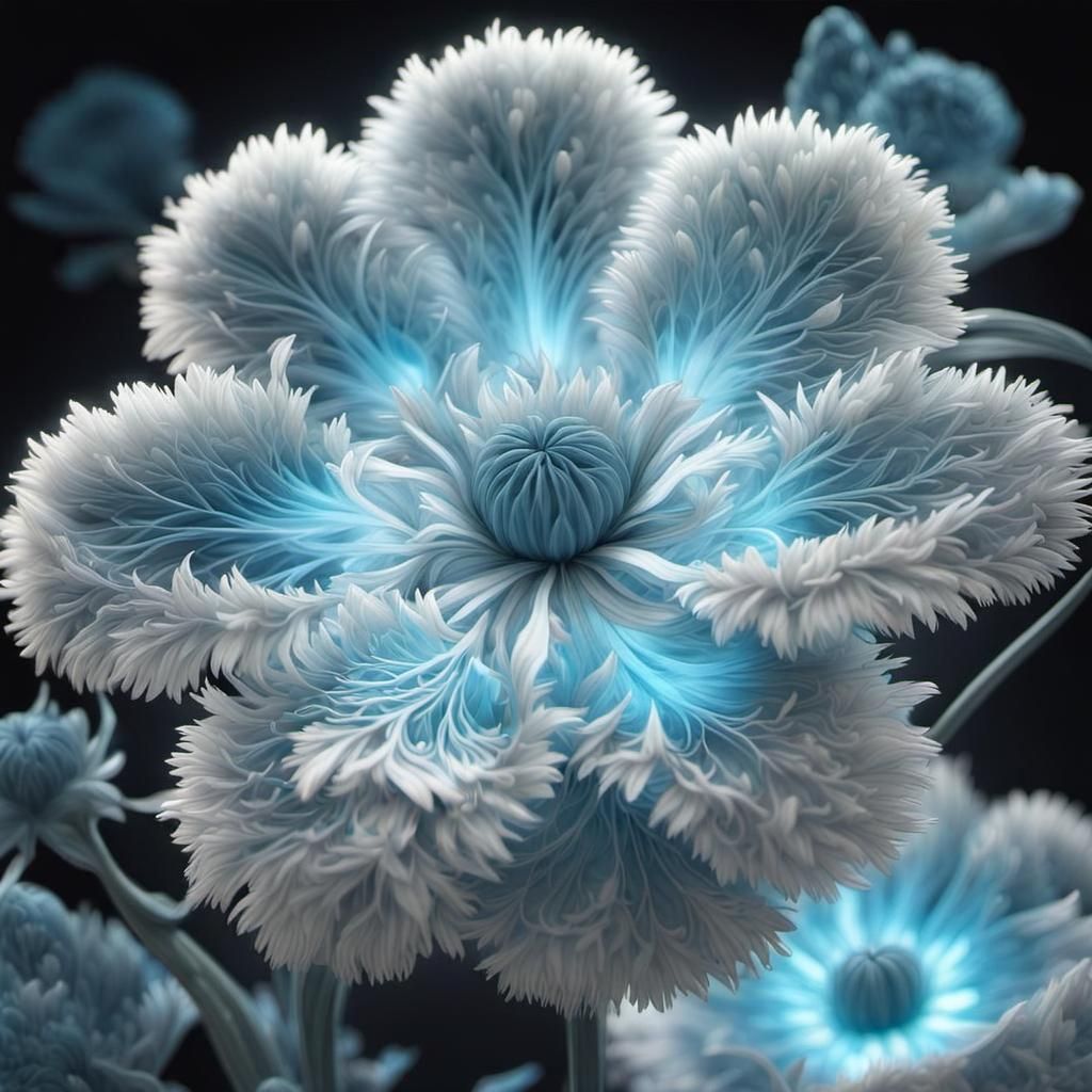 Fluffy Fluorescent Flower in Anime Art Style