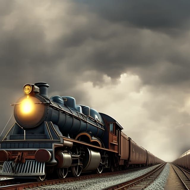 Modern Train in Western Landscape: Digital Matte Painting