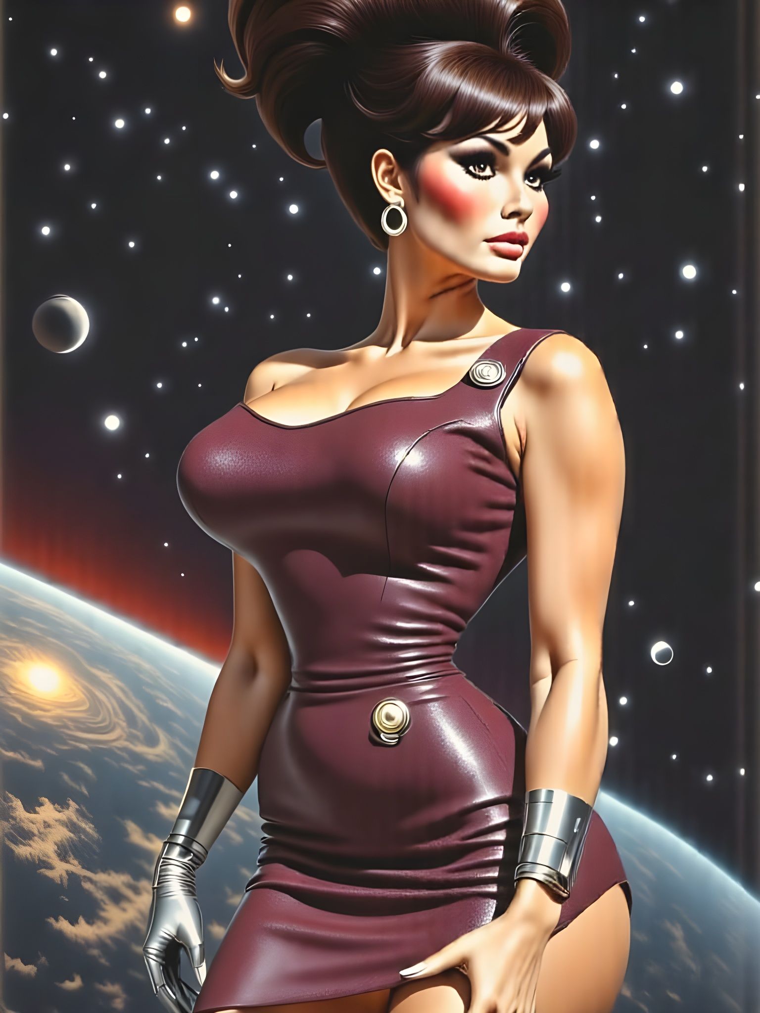 Retro-Futuristic Space Portrait in Impasto Style