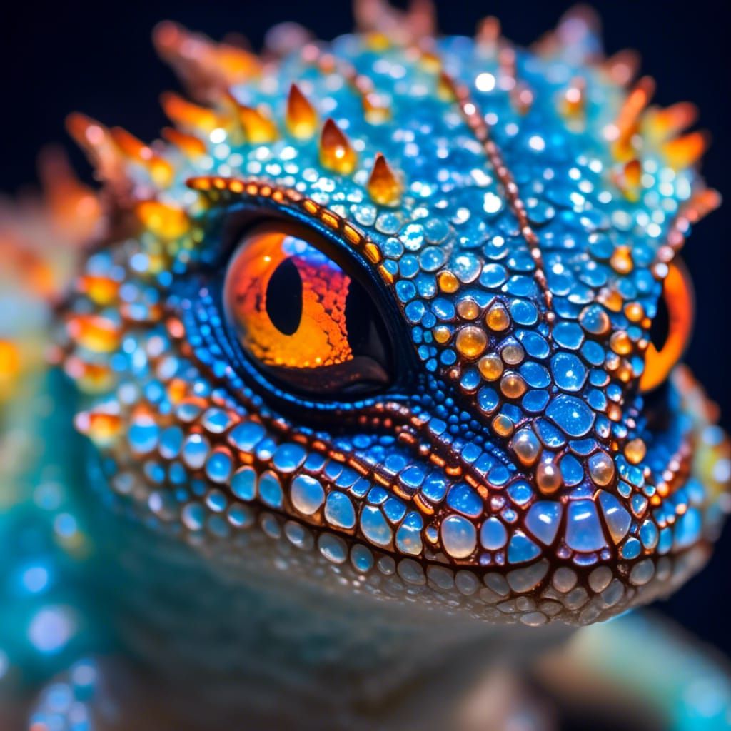 Opal Crystal Dragon Hatchling: Bioluminescent Microportrait