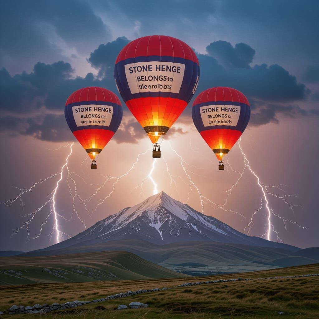 Robots Protest at Mount Snowden with Balloons