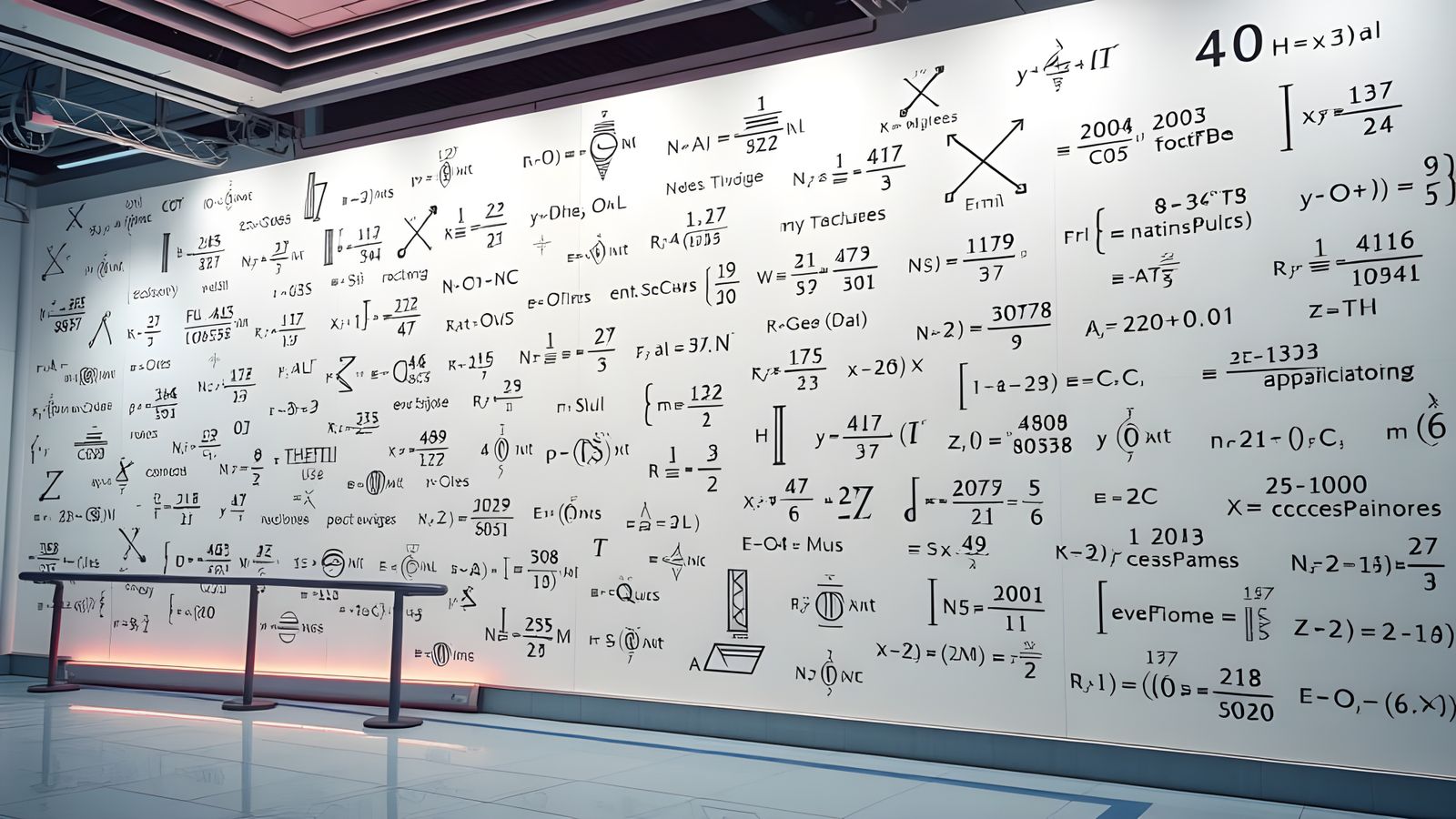 Detailed Mathematical Equations on White Wall