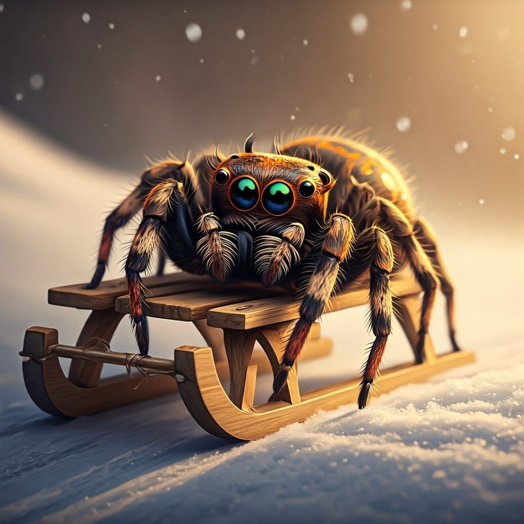 Whimsical Winter Wonderland with Oversized Spider Friends