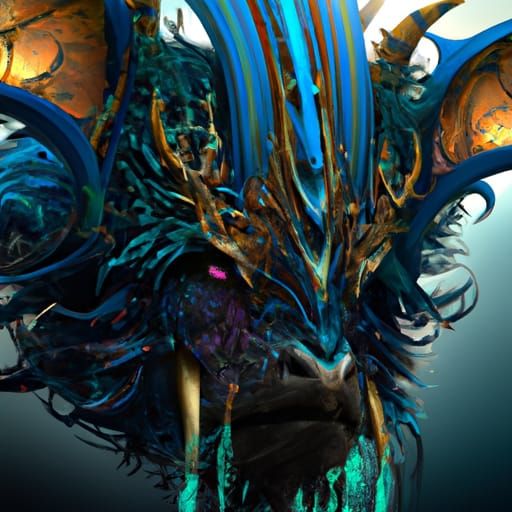 Detailed Portrait of Mythical Beast in Digital Art Style