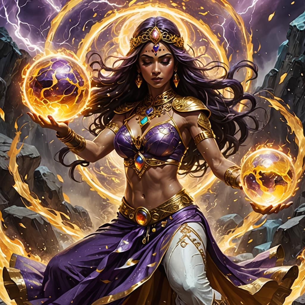 Belly Dancer Superhero Summons Elemental Powers