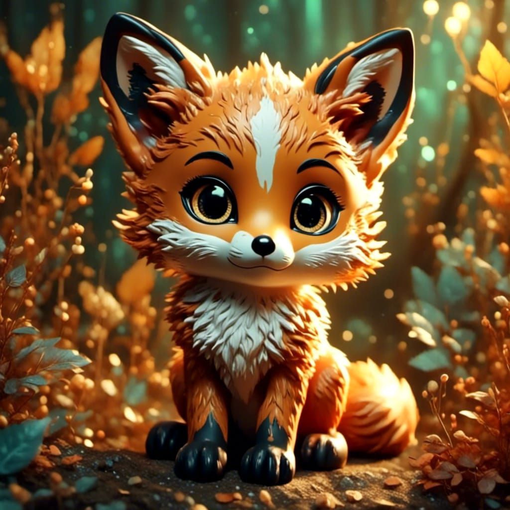 Cute Baby Red Fox with Big Eyes