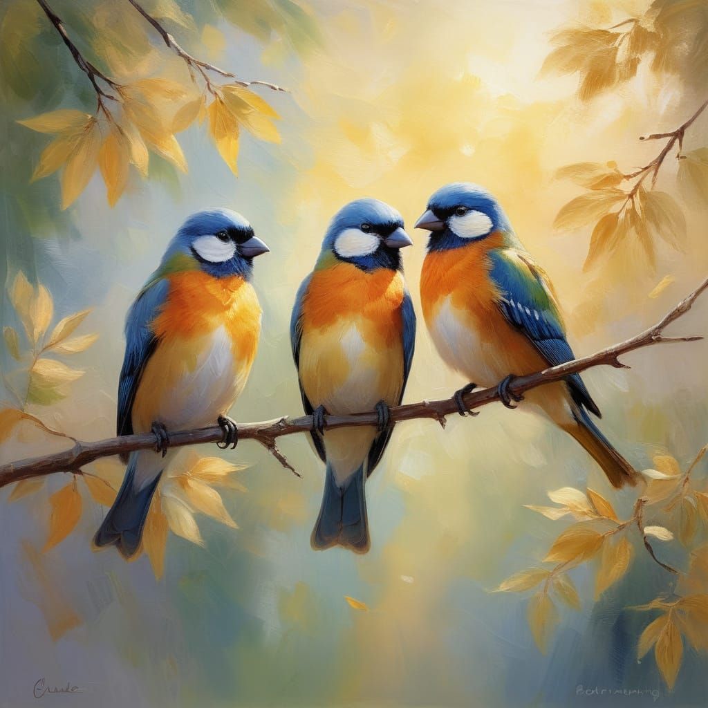 Monet-Inspired Birds in Gentle Harmony