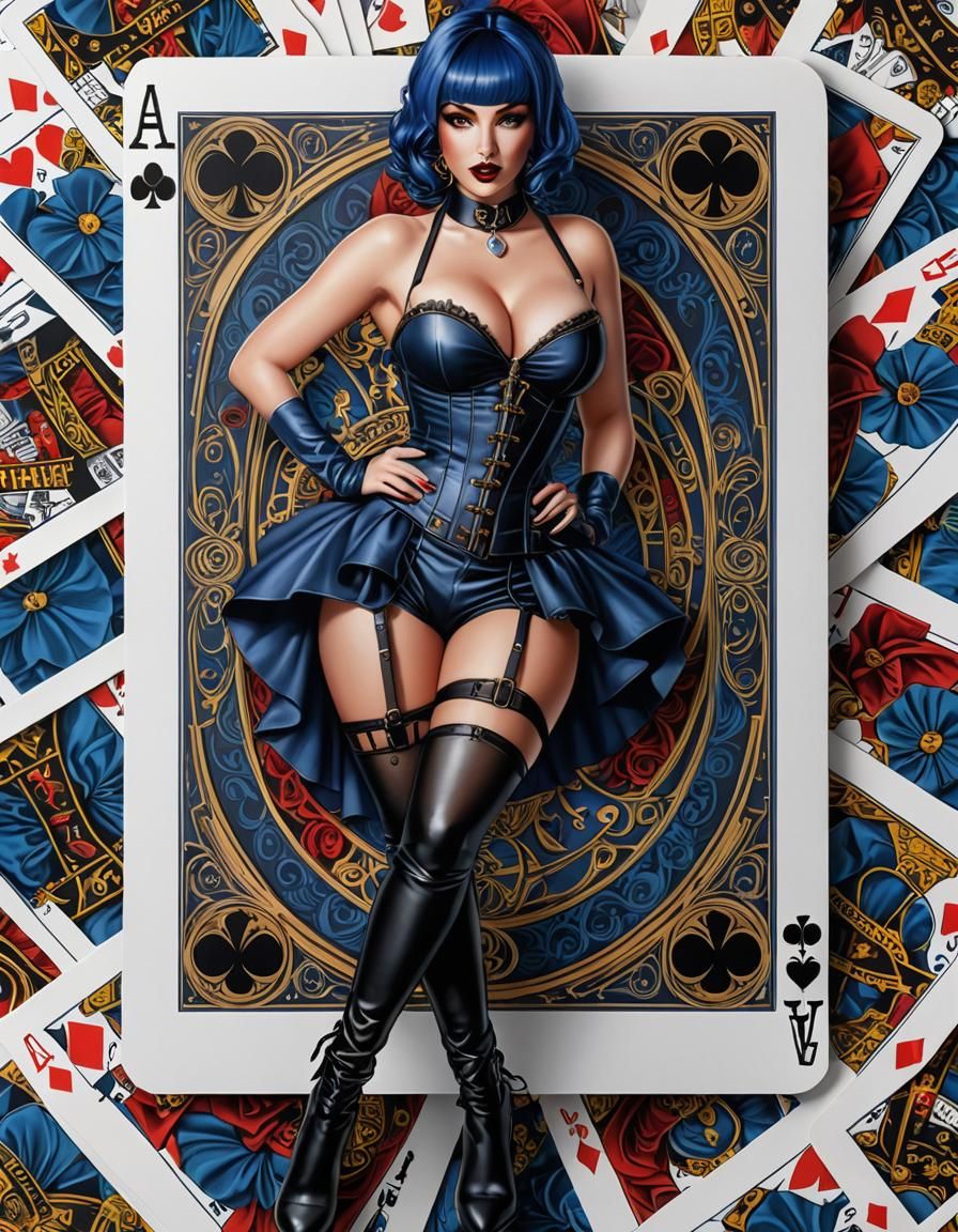 Ace of Clubs Card Featuring Curvy Pinup Girl