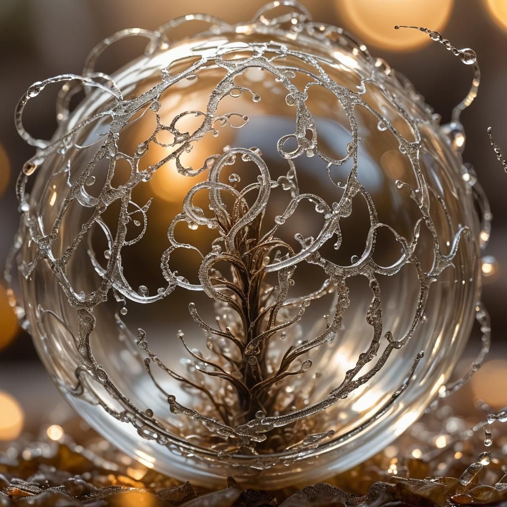 Ethereal Mist Spirals Within Crystal Orb: Surreal Photograph...