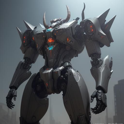 Mechanical Devil Lions in Sci-Fi Style