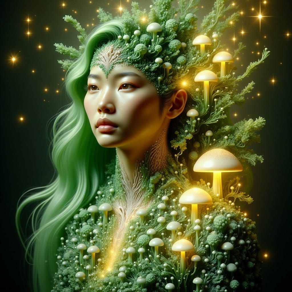 Ethereal Elf Double Exposure: Enchanted Forest