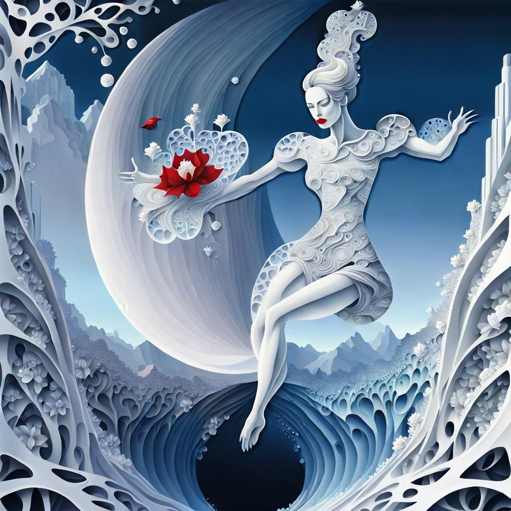 Surreal Fusion: Magnolia, Heart, and Moon Palace