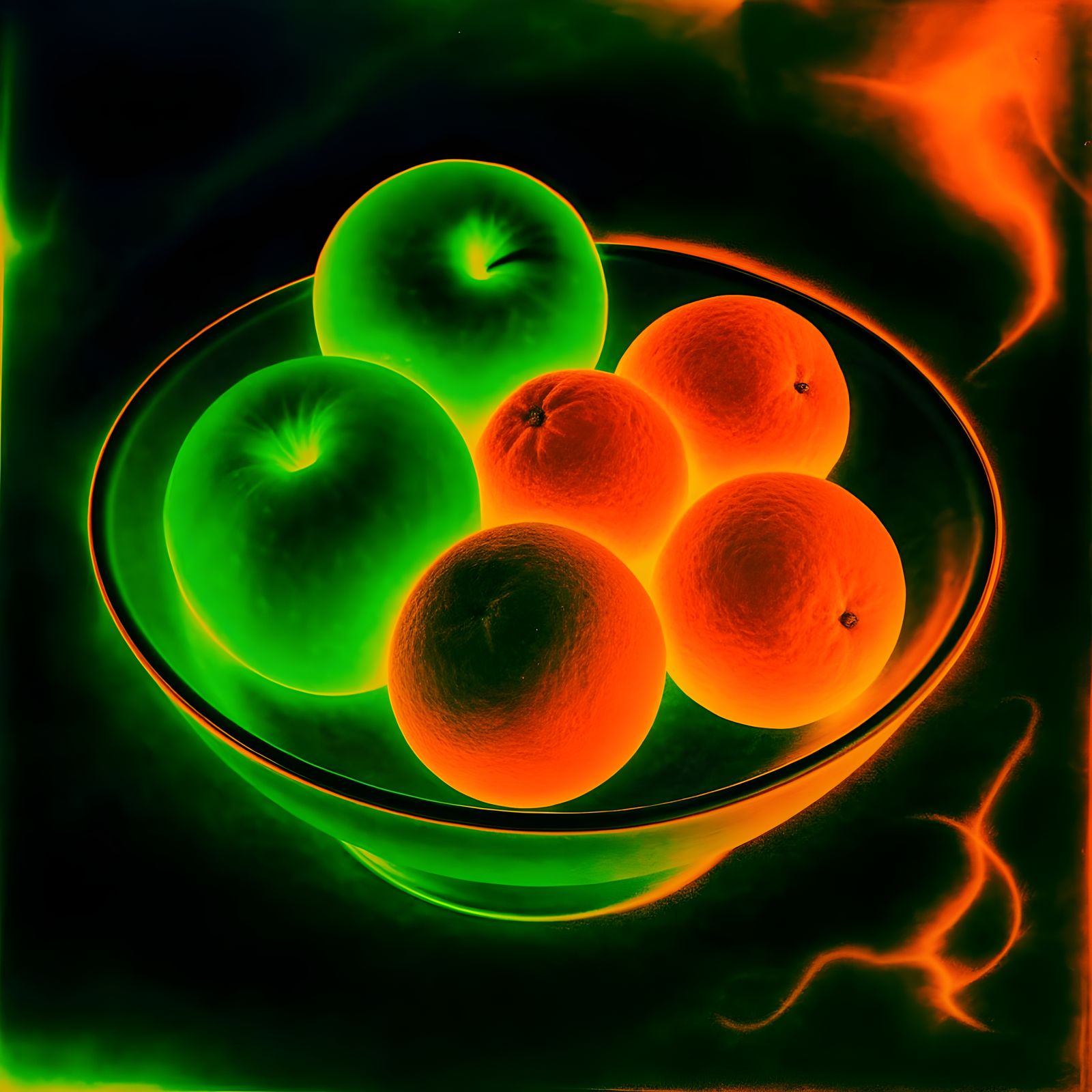 Neon Fruit Photogram in Man Ray Style