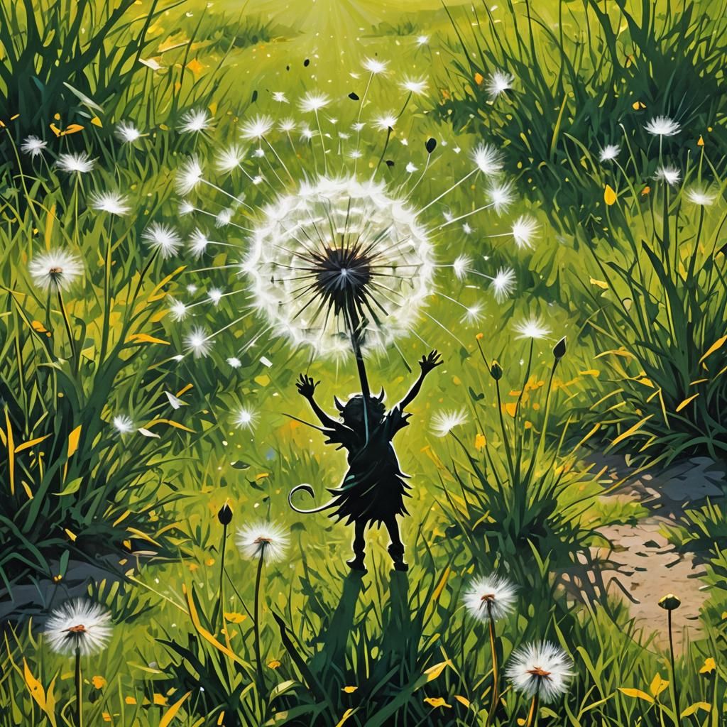 Little Devil Blowing Dandelion Seeds: Street Art
