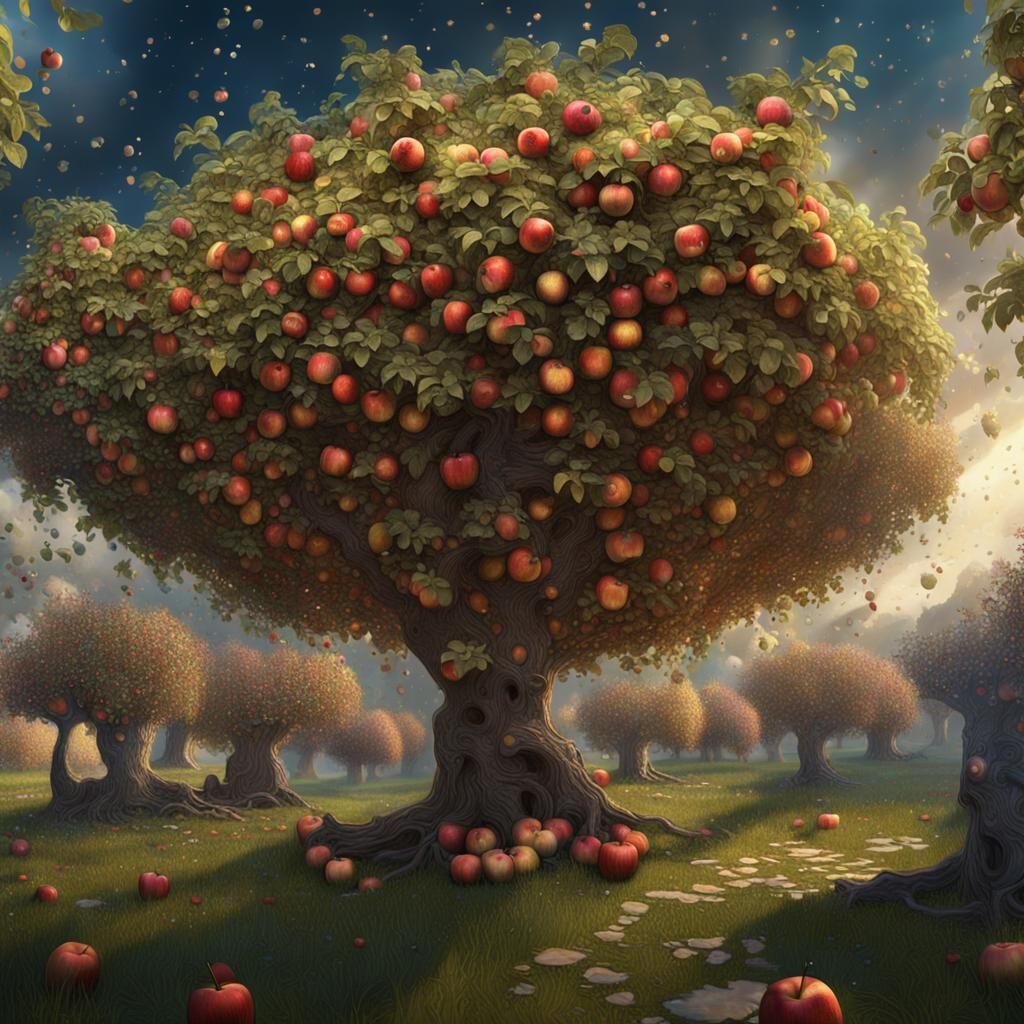 Apple Tree in 3D Gustav Klimt Style