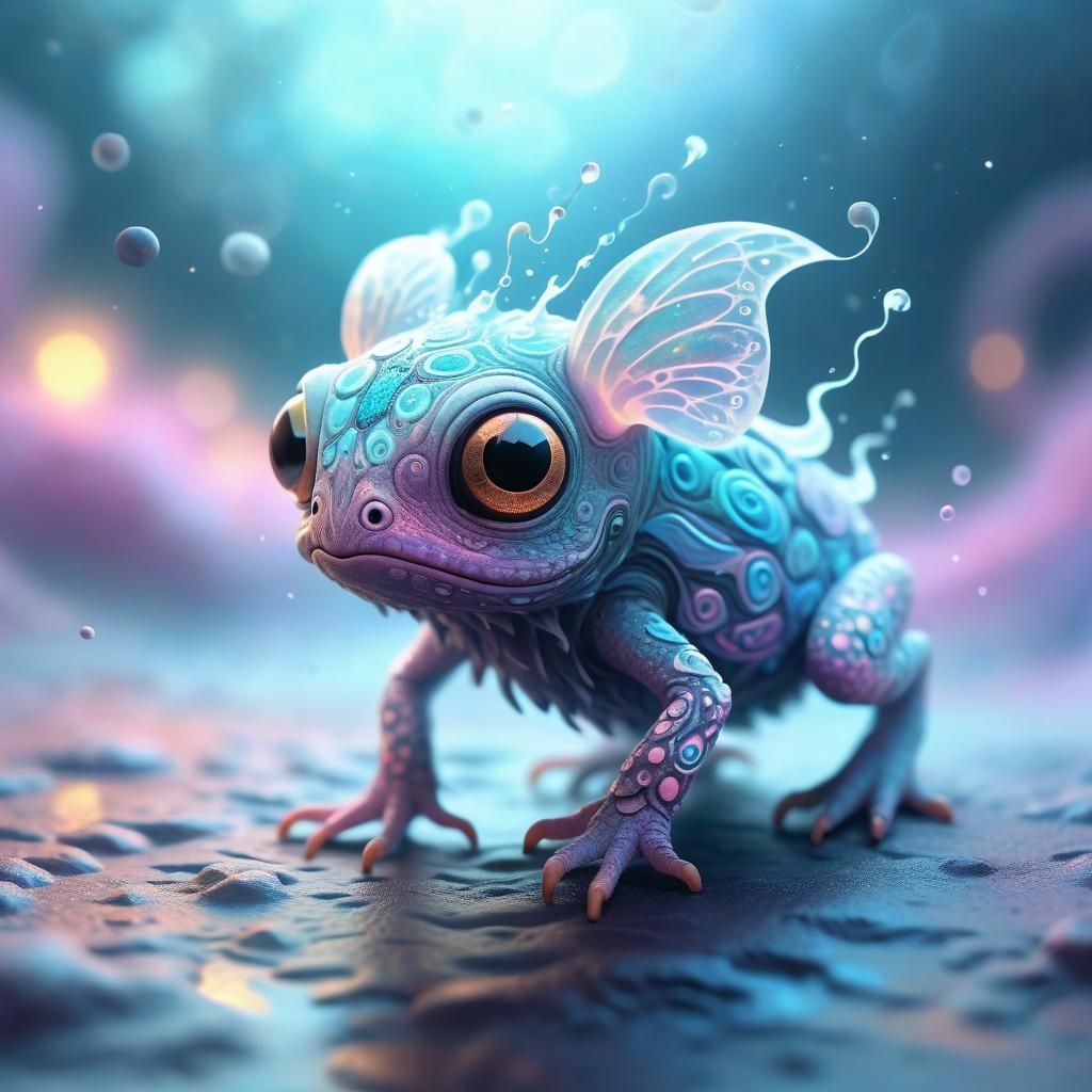 Surreal Digital Art: Tiny Creature in Dreamscape