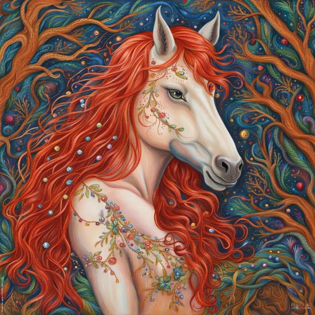 Ethereal Centaur Goddess in Whimsical Irish Forest