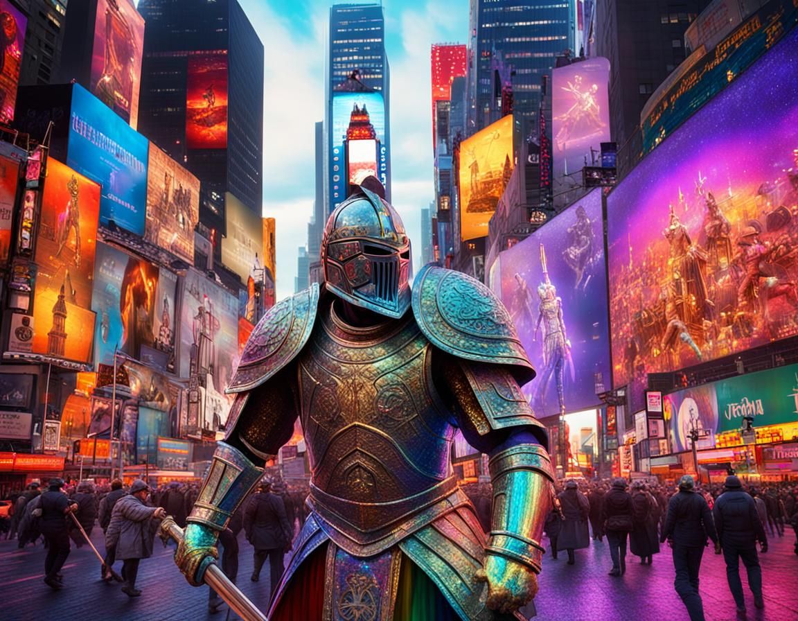 Gladiators vs Aliens in Times Square: Surreal Battle