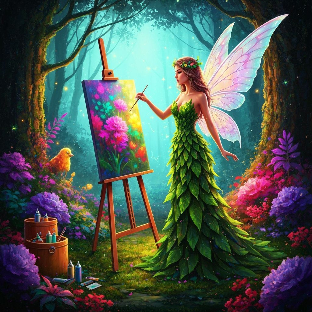 Fairy Painting Enchanted Forest in Graffiti Style