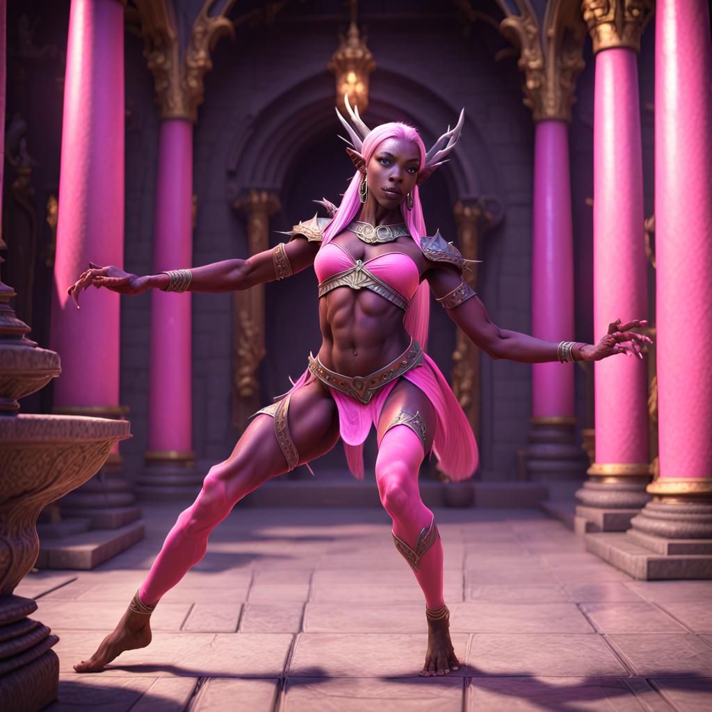 Drow Elf Temple Dancer in Detailed Dark Fantasy Art