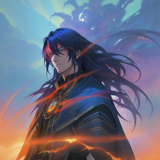 Heroic Anime Boy in Mystical Oil Painting