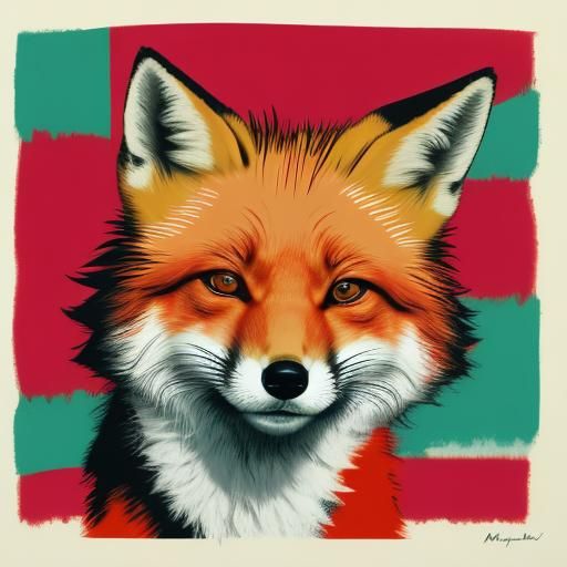 Red Fox in Warhol-Inspired Pop Art