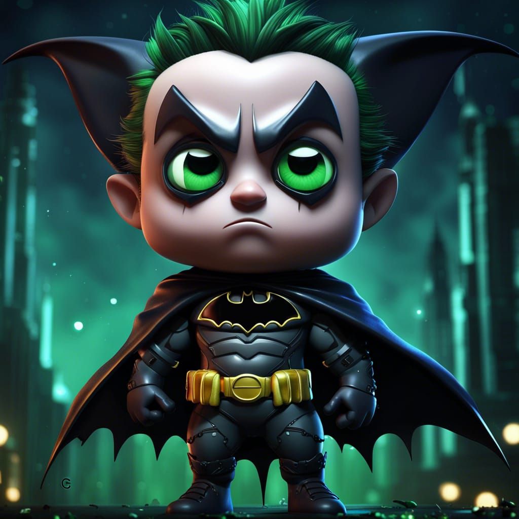 Gothic Batman in Chibi Style