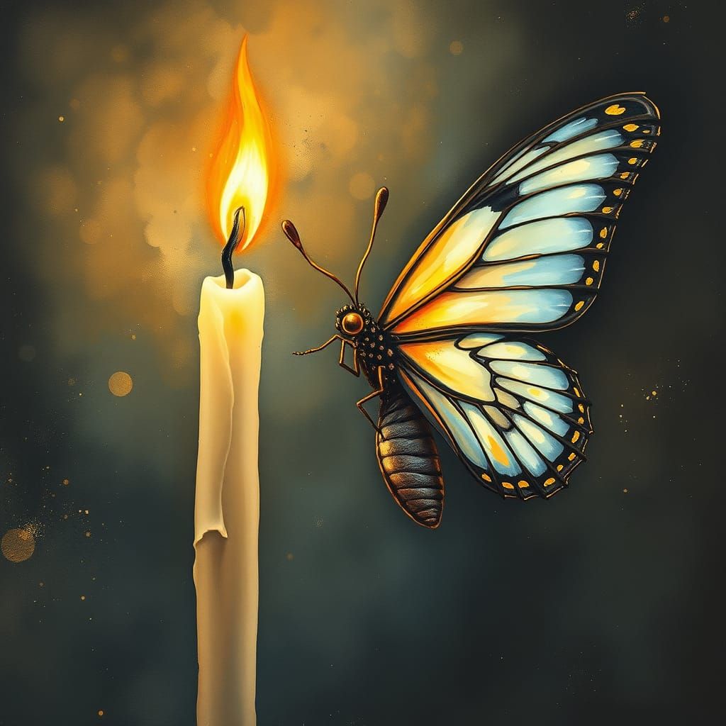 Butterfly Enchanted by Candlelight in Art Nouveau Style