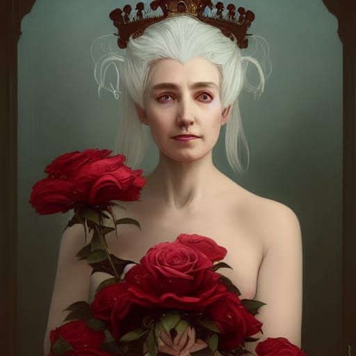 Victorian Queen with Roses, Digital Art Portrait