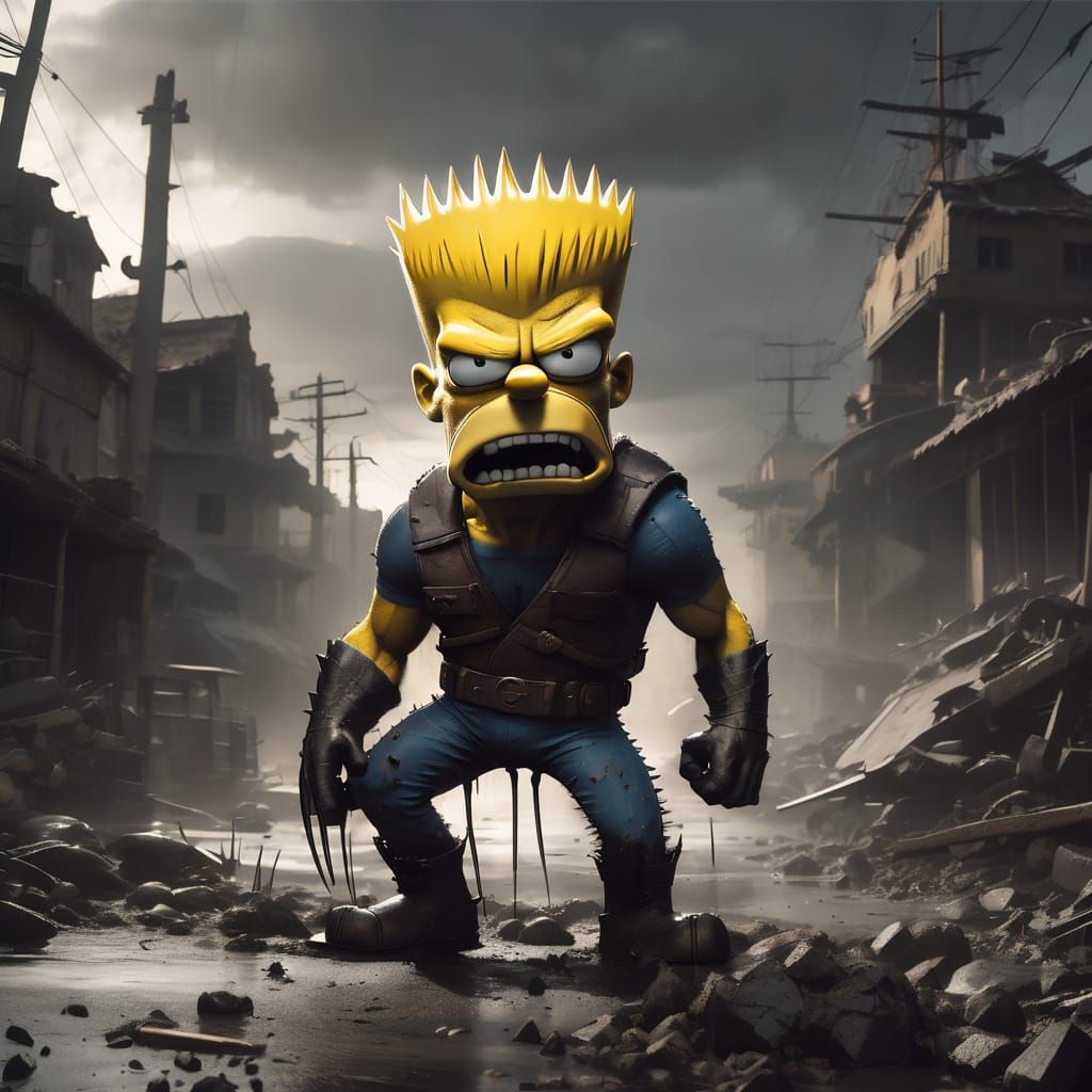 Bart Simpson as Cyberpunk Wolverine