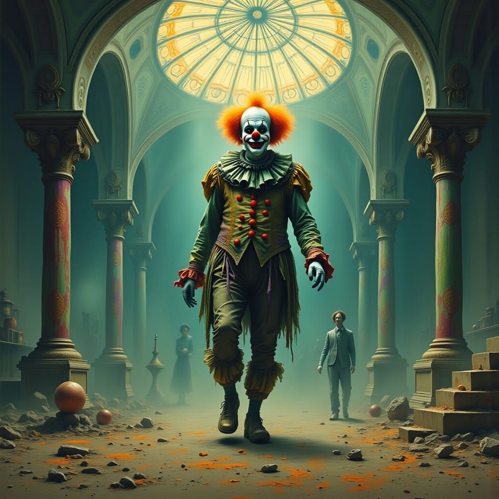 Colossal Clown in Ruined Dreamlike Sanctum