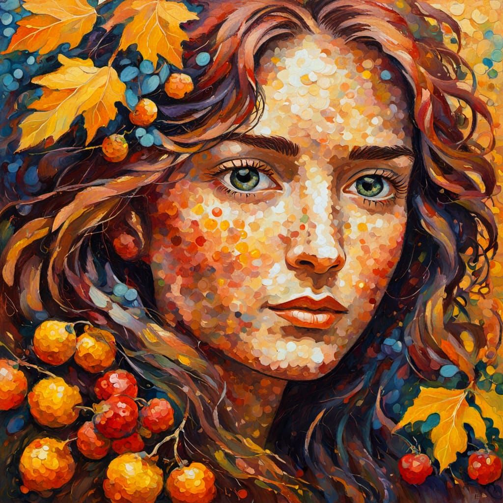 Autumn Portrait in Neo-Impressionist Style