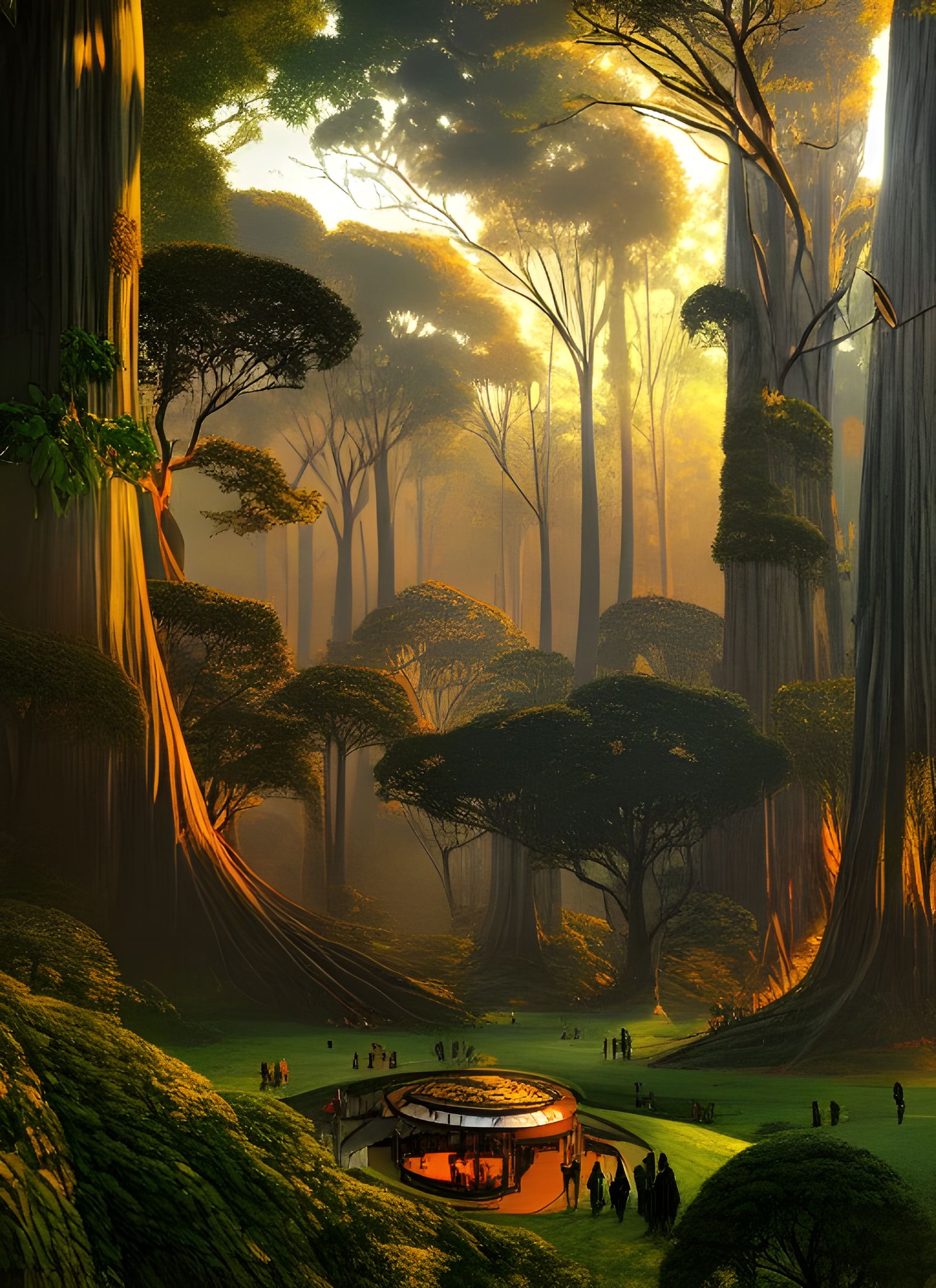 The Fjootuk!ki socialise outside in the sunset before going underground once again