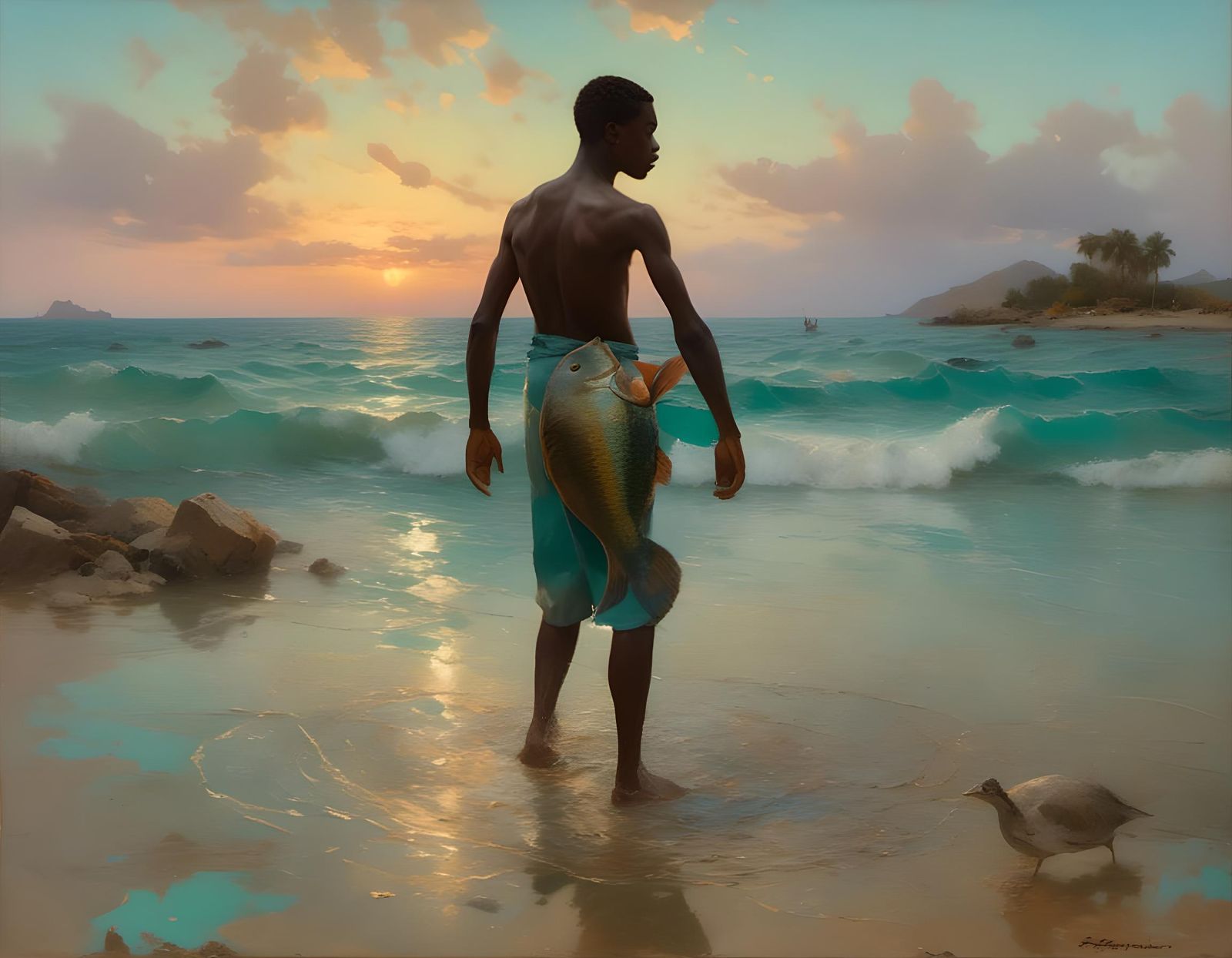 "La pêche est bonne de bon matin!"