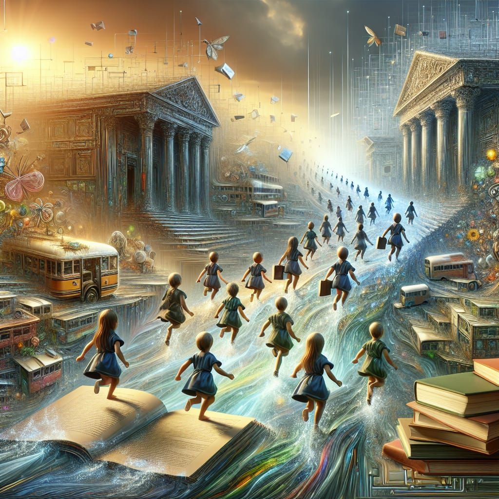 Youth Navigate Digital Oceans: Symbolist Concept Art