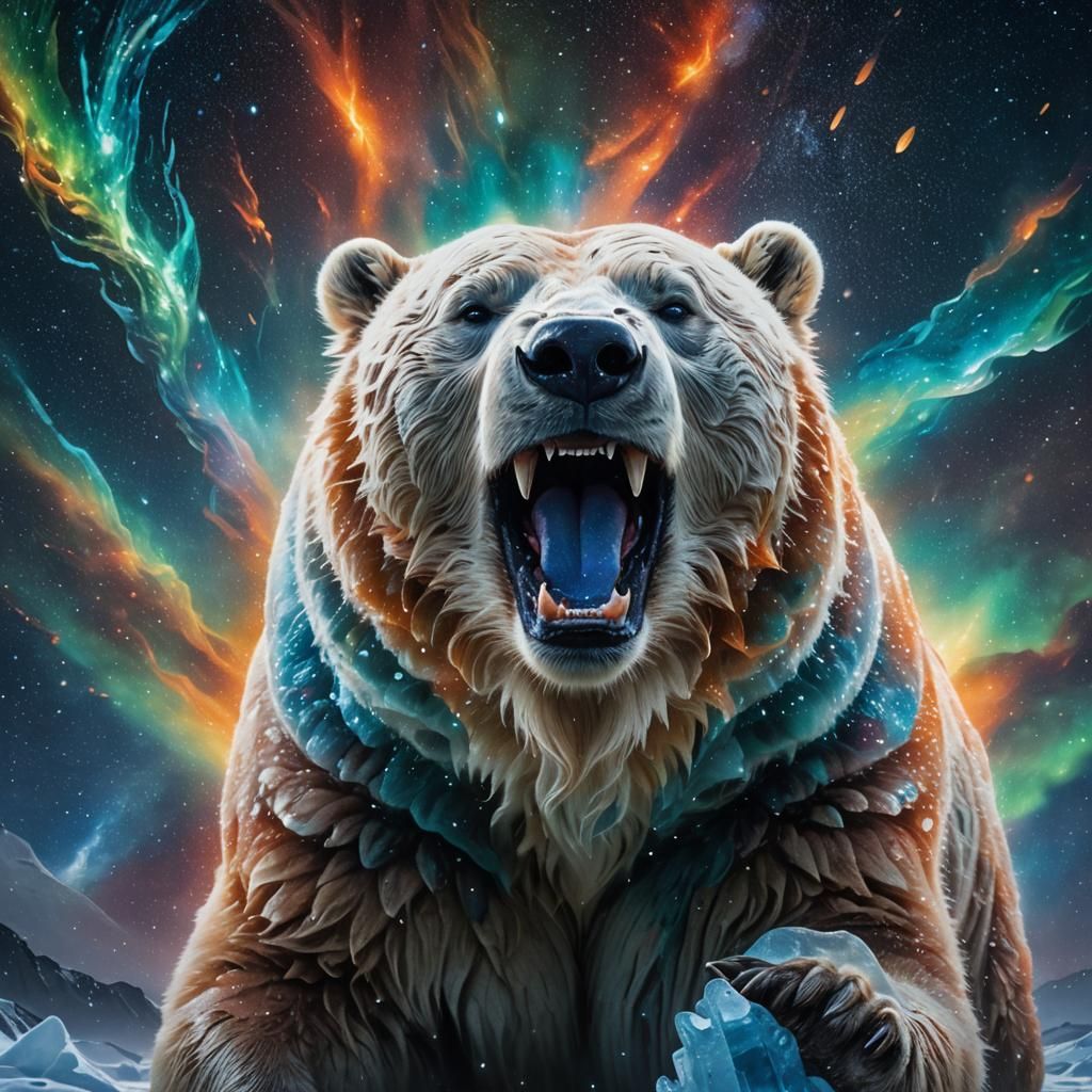 Majestic Ice Bear in Vivid Milky Way Setting