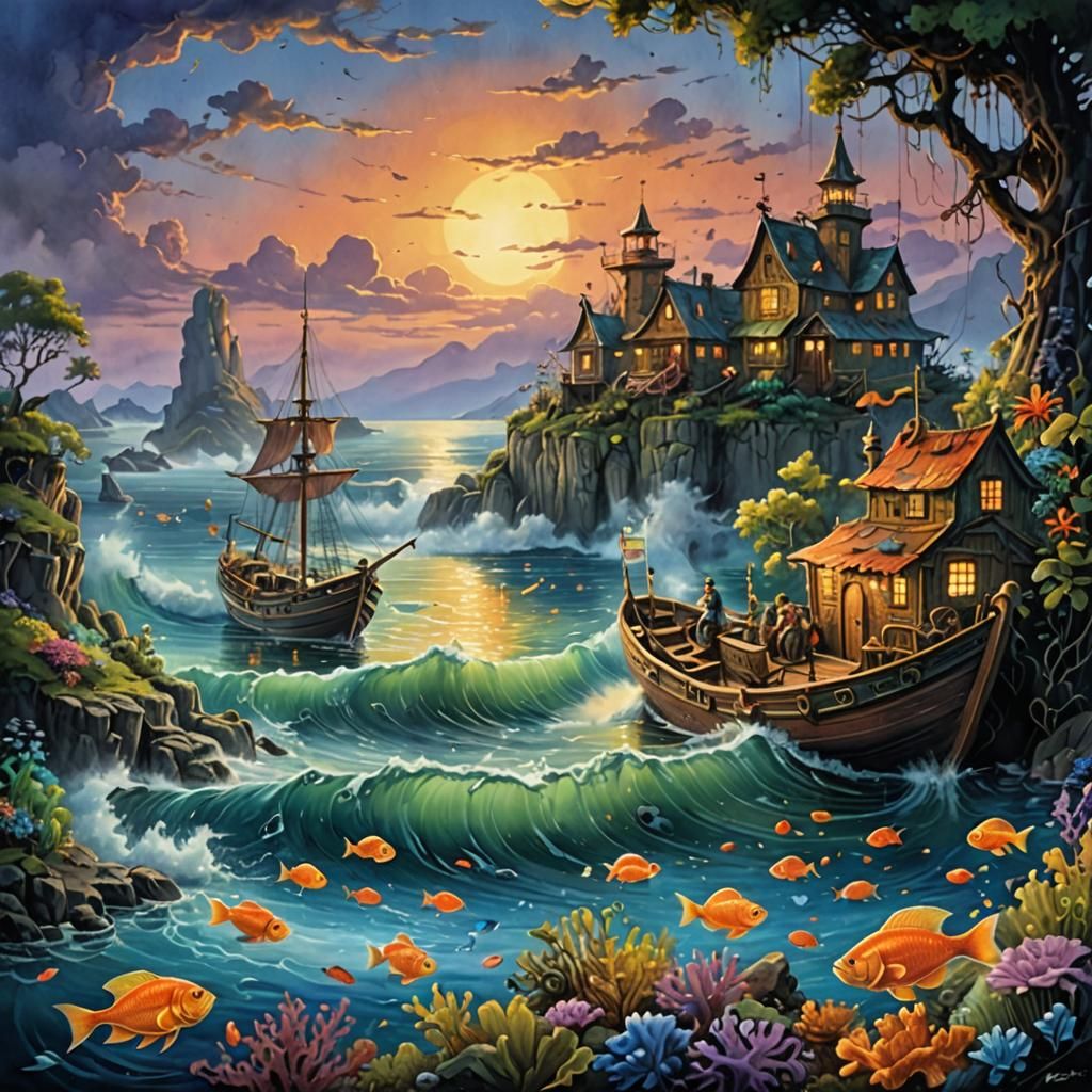 Underwater Shipwreck Refuge in Jim Warren Style