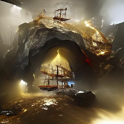 Pirate Ship Soaring Through Galaxy: Sci-Fi Adventure