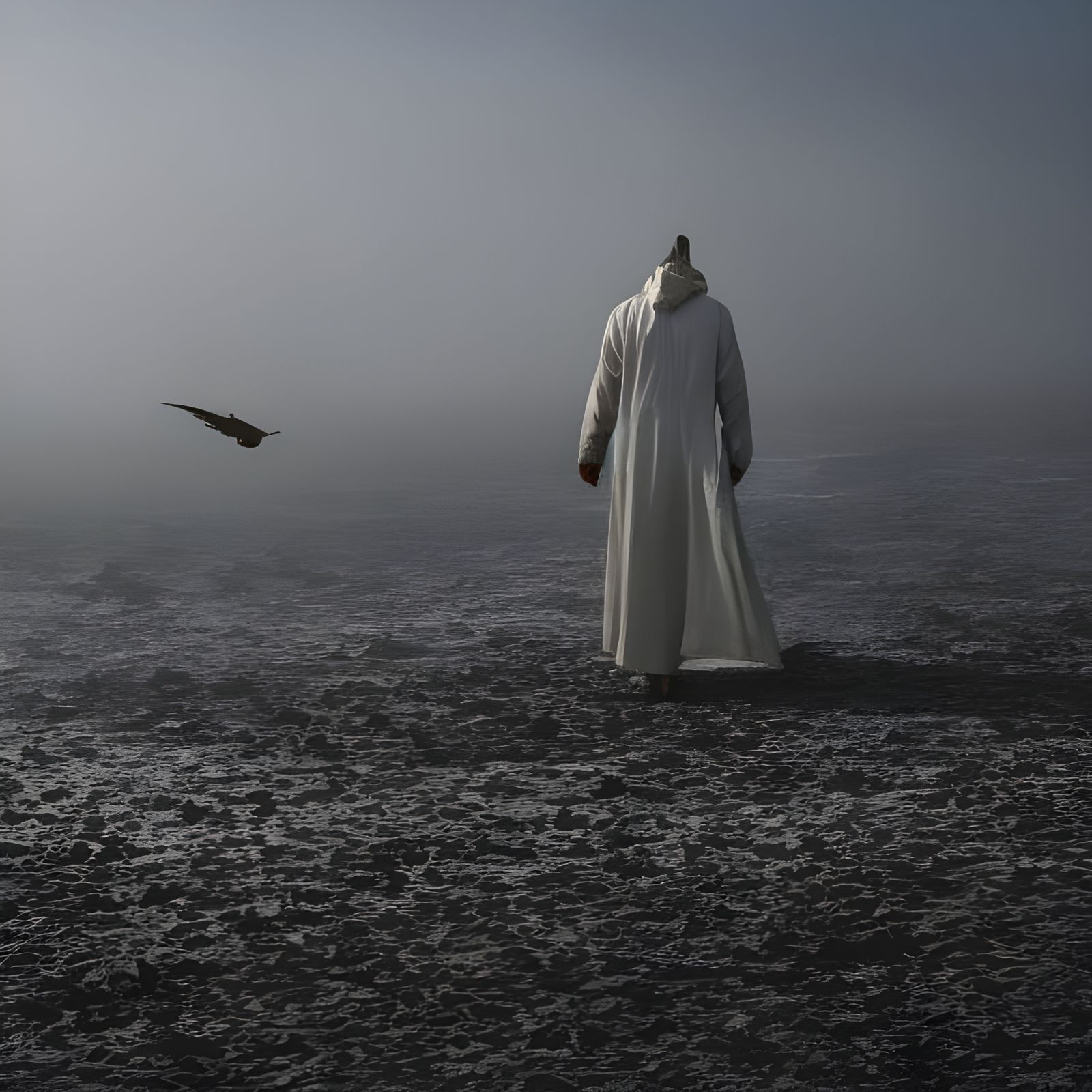 Surreal Cityscape with Bizarre Creatures in Dreamy Light