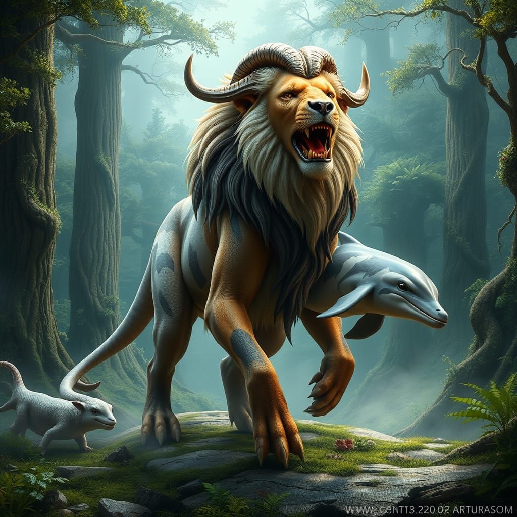 Fantasy Beast of Prehistoric Wonder in Hyper-Realistic Style